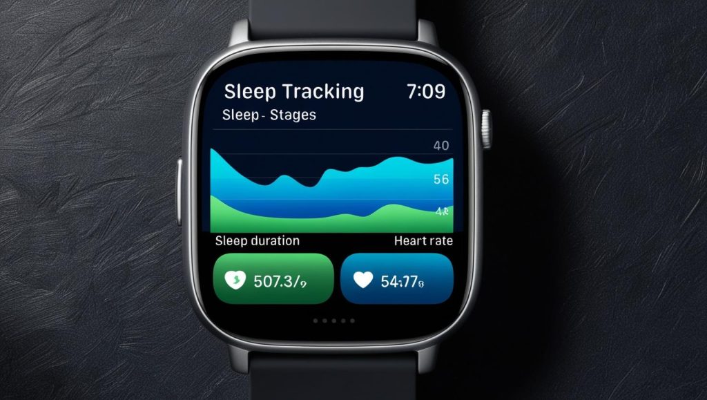 Screenshot tampilan pelacakan tidur di smartwatch